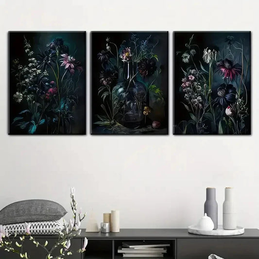 3pcs   Showing Vintage Gothic Botanical  Metal Print Ready to Hang Art