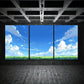 3pcs Blue Sky Green Grass Clouds Metal Print Ready to Hang Art
