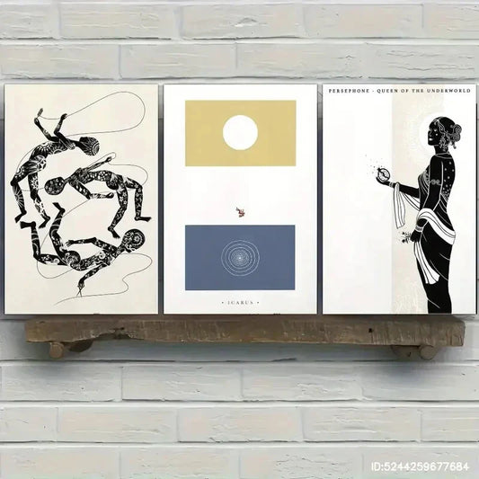 3pcs Icarus, Moirai, Persephone Print Metal Print Ready to Hang Art