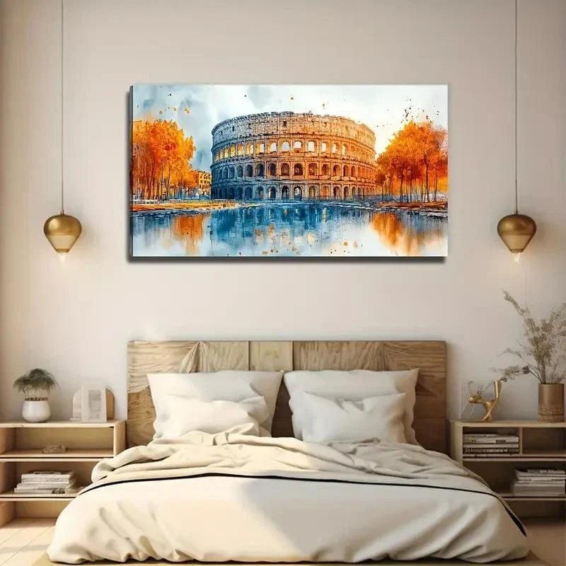Colosseum In Ancient Rome Wall Art Canvas Office Home Room Framed 80x45cm