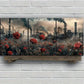 3pcs Red Roses Black Smoke Clouds Metal Print Ready to Hang Art