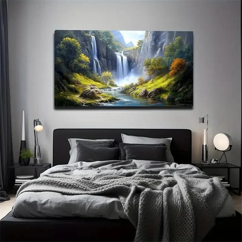 Unforgettable Waterfall Space Wall Art Canvas Office Home Room Framed 120x60cm