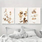 3pcs Eucalyptus Leaf Golden & Brown Foliage Metal Print Ready to Hang Art