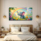 Elephant In The Sea Of Flowers Wall Art Canvas Office Home Room Framed 120x60cm