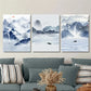 3pcs Sky Blue Ink Painting Landscape Art Metal Print Ready to Hang Art