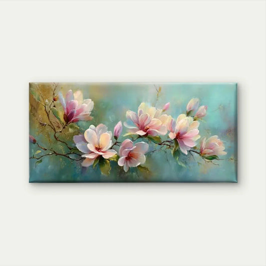 Blush Pink & White Floral Wall Art Canvas Office Home Room Framed 80x45cm