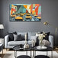 Modern Geometric Abstract Wall Art Canvas Office Home Room Framed 80x45cm