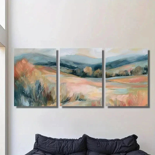 3pcs Vintage Forest Landscape Abstract Metal Print Ready to Hang Art