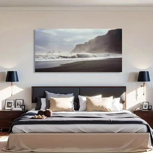 Serene Beach Landscape Wall Art Canvas Office Home Room Framed 120x60cm