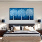 Blue Gradient Abstract Trees Wall Art Canvas Office Home Room Framed 120x60cm