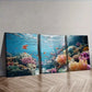3pcsVibrant Coral Reef & Fish Design Nature Wall Art Set Canvas Framed 40x60cm - High Quality Print 100% Australian Made Wall Canvas Ready to Hang