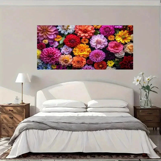 Aesthetic Modern Vintage Floral Wall Art Canvas Office Home Room Framed 80x45cm