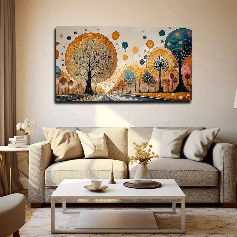 Vibrant Autumn Forest Wall Art Canvas Office Home Room Framed 80x45cm