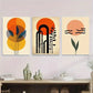 3pcs Vibrant Orange and Black Geometric Abstract Wall Art Set Canvas Framed 40x60cm - High Quality Print 100% Australian Made Wall Canvas Ready to Hang
