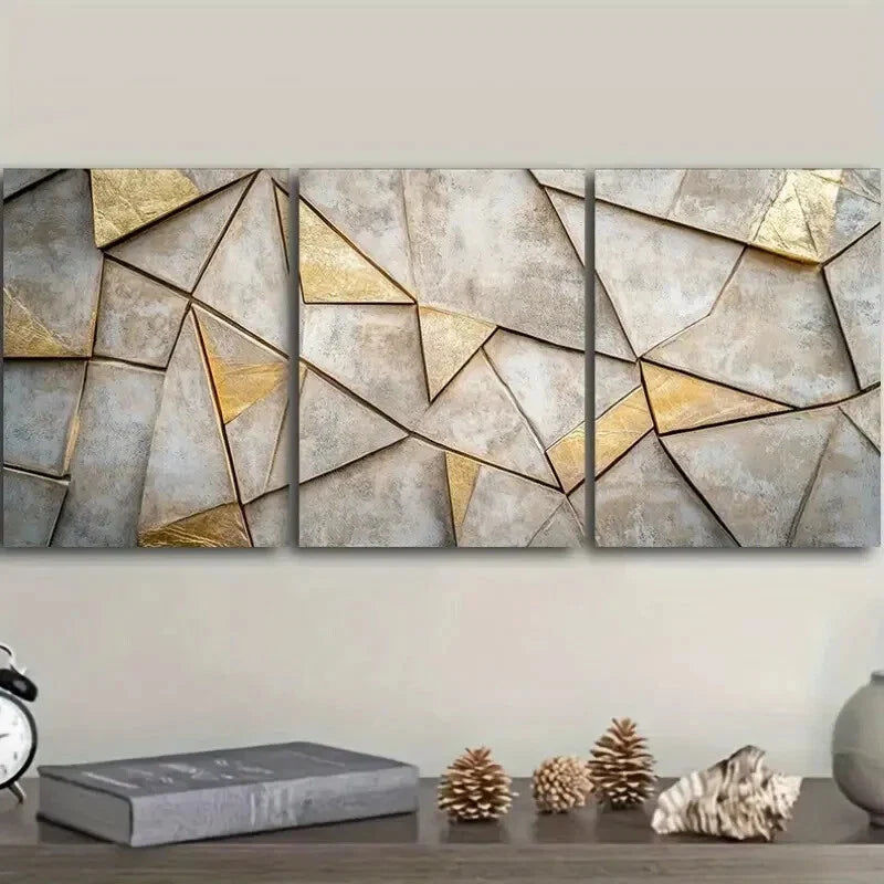 3pcs Modern Geometric Pattern Wall Art Set Canvas Framed 40x60cm - High Quality Print 100% Australian Made Wall Canvas Ready to Hang