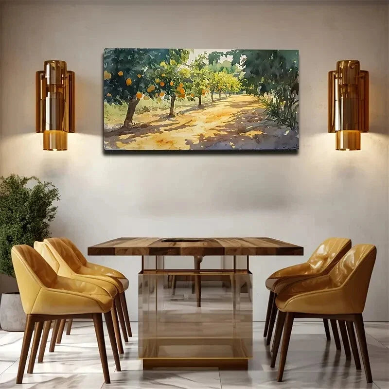 Neat Fruit Trees Grow Along Wall Art Canvas Office Home Room Framed 120x60cm
