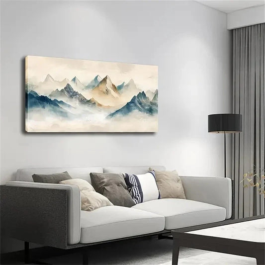 Serene Landscape Misty Peaks Wall Art Canvas Office Home Room Framed 120x60cm