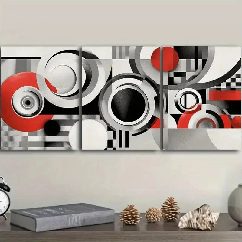 3pcs Classic Modern Spiral Gray Wall Art Set Canvas Framed 40x60cm - High Quality Print 100% Australian Made Wall Canvas Ready to Hang