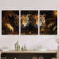 3pcs Modern Animal Wild Jaguars Metal Print Ready to Hang Art