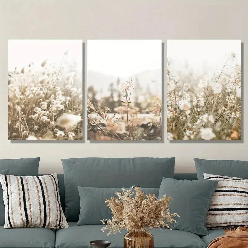 3pcs Scandinavian countryside landscape Metal Print Ready to Hang Art