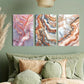 3pcs Pink Agate Texture Metal Print Ready to Hang Art