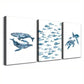 3pcs Water Color Painting Of Whale, Turtle & Fishes Canvas Framed 40x60cm - High Quality Print 100% Australian Made Wall Canvas Ready to Hang