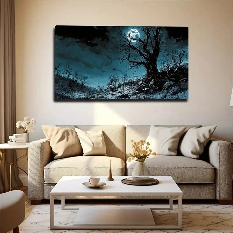 Dark Moody Landscape Décor Wall Art Canvas Office Home Room Framed 120x60cm