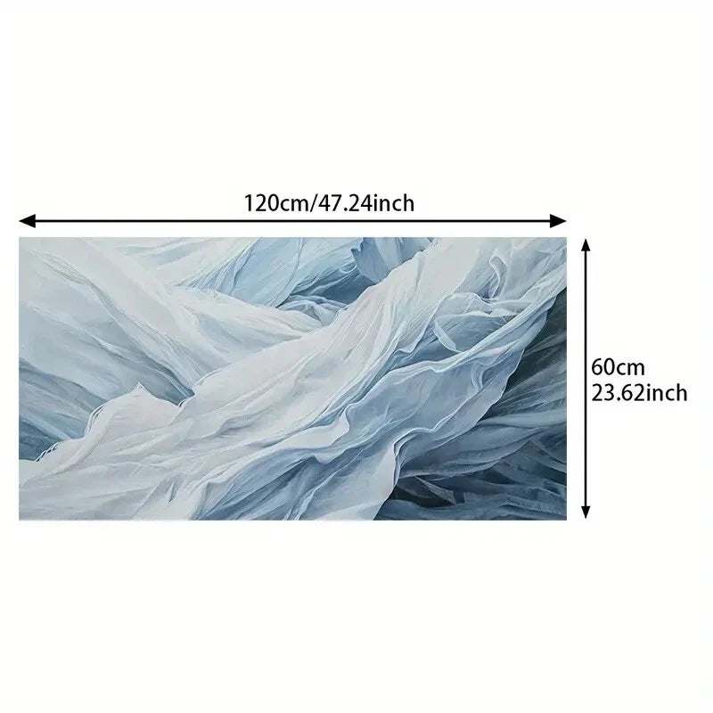 Abstract Blue Silk Design wall canvas office home room framed 120x60cm