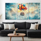 3pcs Floating House Colorful Balloon Perfect Wall Art Set Canvas Framed 40x60cm - High Quality Print 100% Australian Made Wall Canvas Ready to Hang
