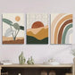 3pcs Boho Style Wall Painting, Sunset, Pastoral, LMetal Print Ready to Hang Art