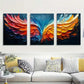 3pcs Vibrant Abstract Phoenix Wings Metal Print Ready to Hang Art