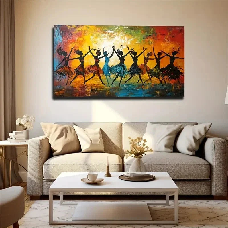 Vibrant Sunset Dance Scene Wall Art Canvas Office Home Room Framed 120x60cm