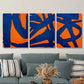 3pcs Orange &amp; Blue Hand-in-Hand Design Metal Print Ready to Hang Art