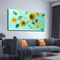 Sunflowers Dancing Leaves Wall Art canvas office home room framed 120x60cm