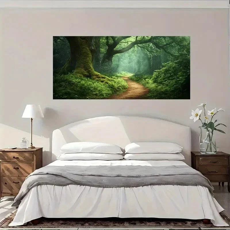 Mystical Forest Pathway Wall Art Canvas Office Home Room Framed 120x60cm