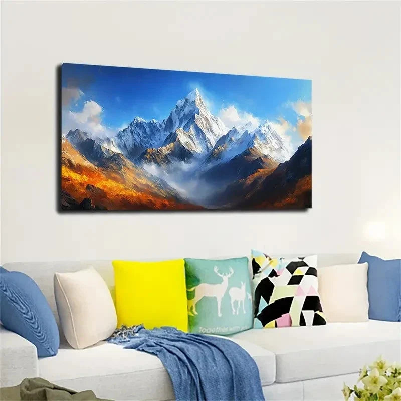 Vibrant Mountain Scene Wall Art canvas office home room framed 120x60cm