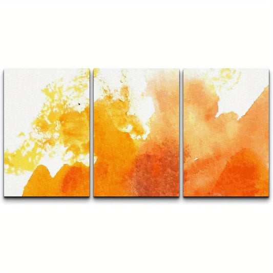 3pcs Yellow Orange Abstract Shapes Bohemian Metal Print Ready to Hang Art