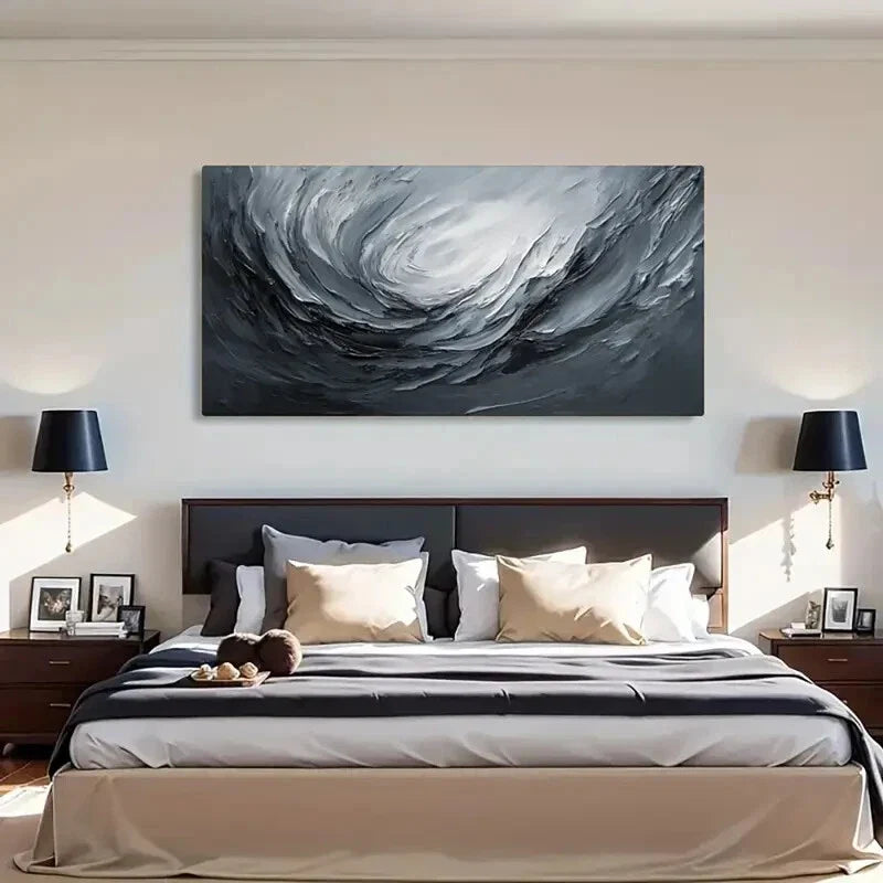 Contrast Monochrome Bohemian Wall Art Canvas Office Home Room Framed 80x45cm