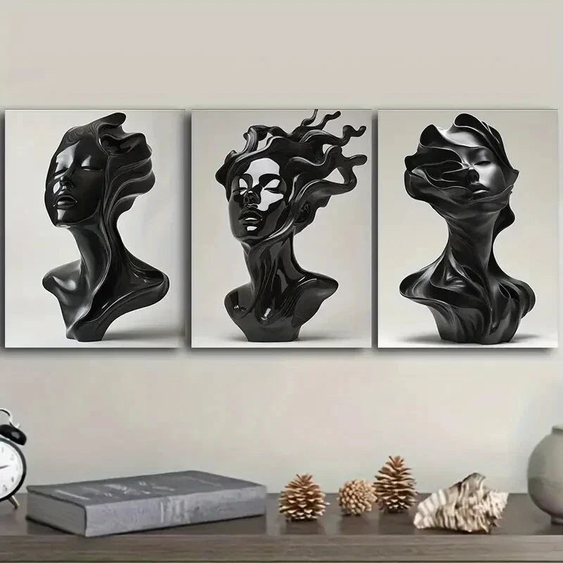 3pcs Matte ceramic sculpture Wall Art Set Canvas Framed 40x60cm - High Quality Print 100% Australian Made Wall Canvas Ready to Hang