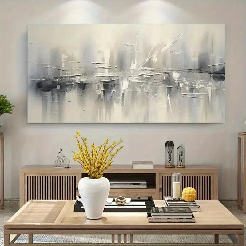 Gray and White Geometric Wall Art wall canvas office home room framed 120x60cm