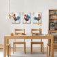 3pcs Colourful Chicken Blue Wings Metal Print Ready to Hang Art