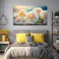 Serene White Flowers Wall Art Canvas Office Home Room Framed 80x45cm