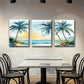 3pcs Tropical Palm Trees Canvas Wall Art Metal Print Ready to Hang Art