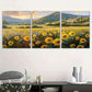 3pcs Sunflower Field Landscape Rolling Hills Metal Print Ready to Hang Art