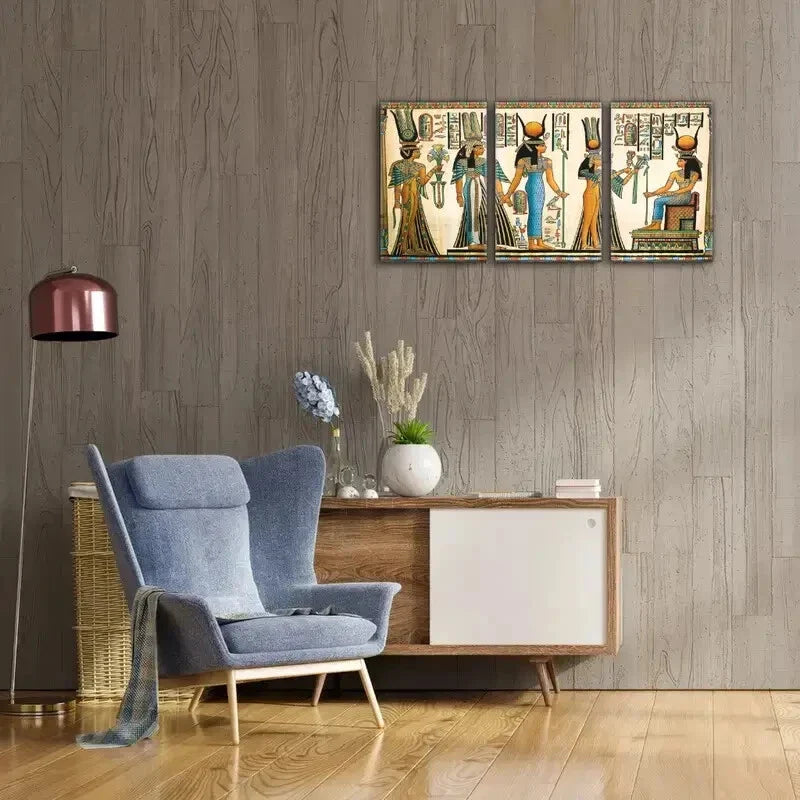 3pcs Egyptian Eye of Horus Ancient Egyptian Mural Metal Print Ready to Hang Art