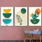 3pcs Flowers And Green Grass Poster Dormitory Metal Print Ready to Hang Art