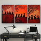 3pcs Abstract Small Animals Red Themed Luxurious Metal Print Ready to Hang Art