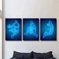3pcs Neon Basketball Art, Sports Metal Print Ready to Hang Art