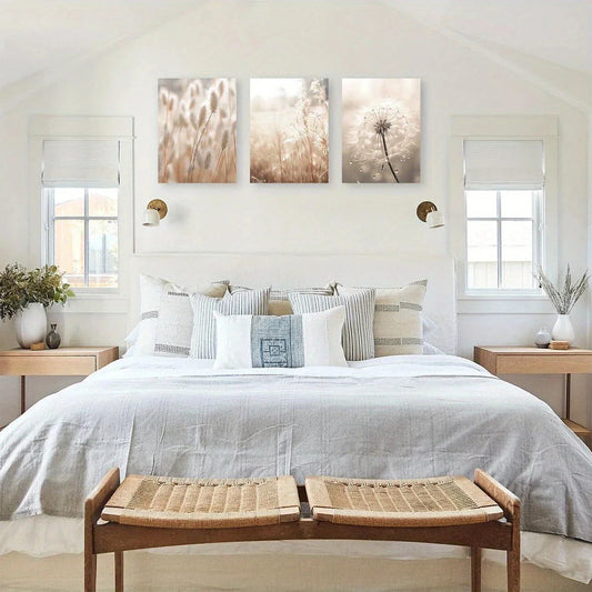 3pcs Nature Scenery Reed & Dandelion Botanical Metal Print Ready to Hang Art