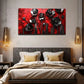 Vibrant Red Flowers with Black Wall Art canvas office home room framed 120x60cm